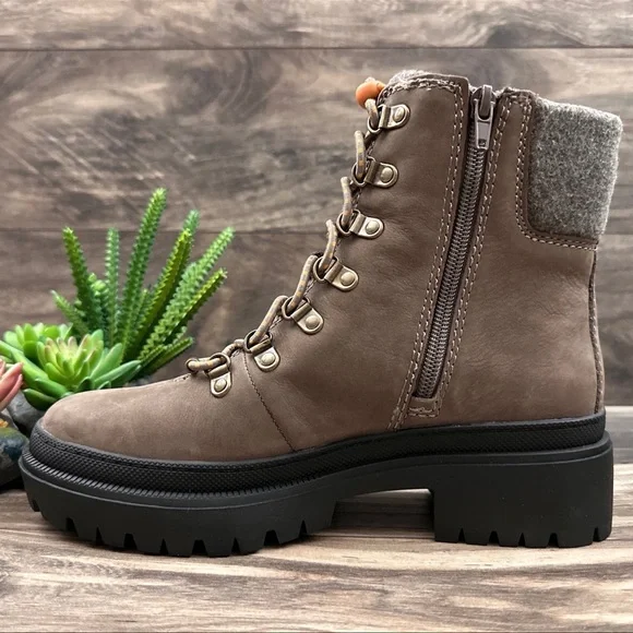 NIB Lucky Brand Eavan Lace Up Combat Boots Falcon Milled Nubuck Leather 8M - Picture 8 of 12